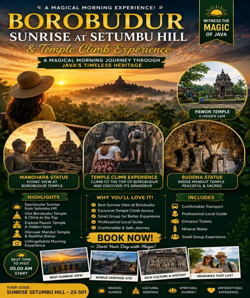 Borobudur Sunrise at Setumbu Hill & Temple Climb Experience
