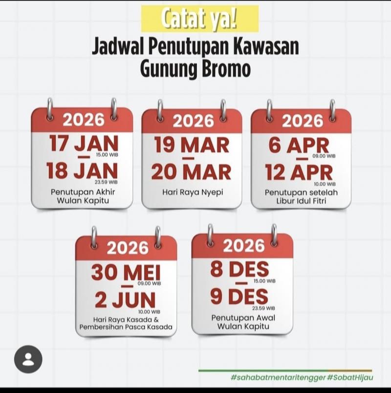 Mount Bromo Temporary Closure Schedule 2026