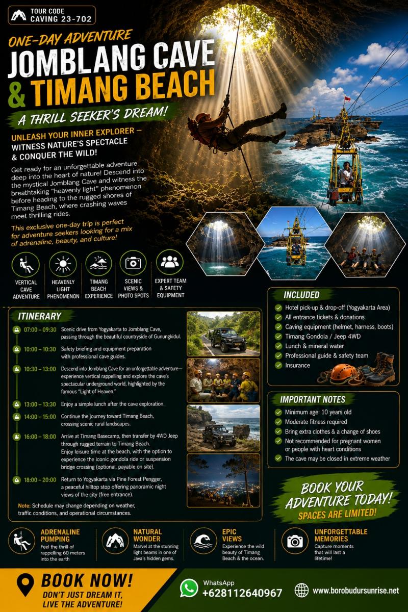 ONE-DAY ADVENTURE: JOMBLANG CAVE & TIMANG BEACH – A THRILL SEEKER’S DREAM!