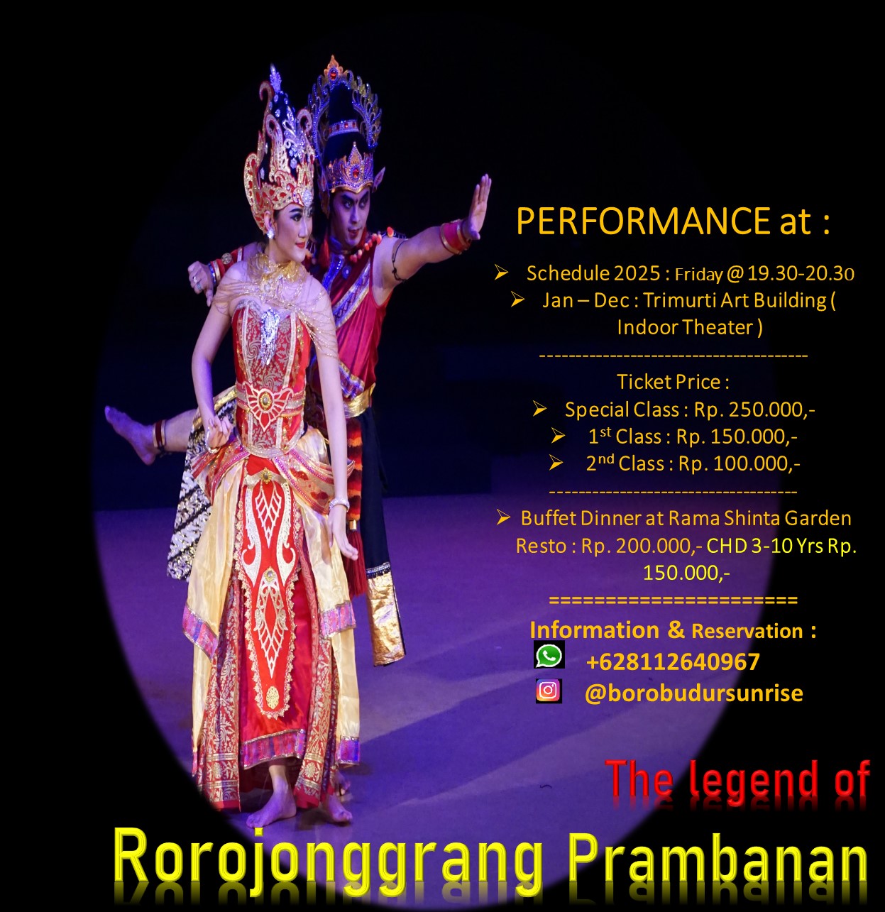 Jadwal Sendratari Rorojonggrang Prambanan