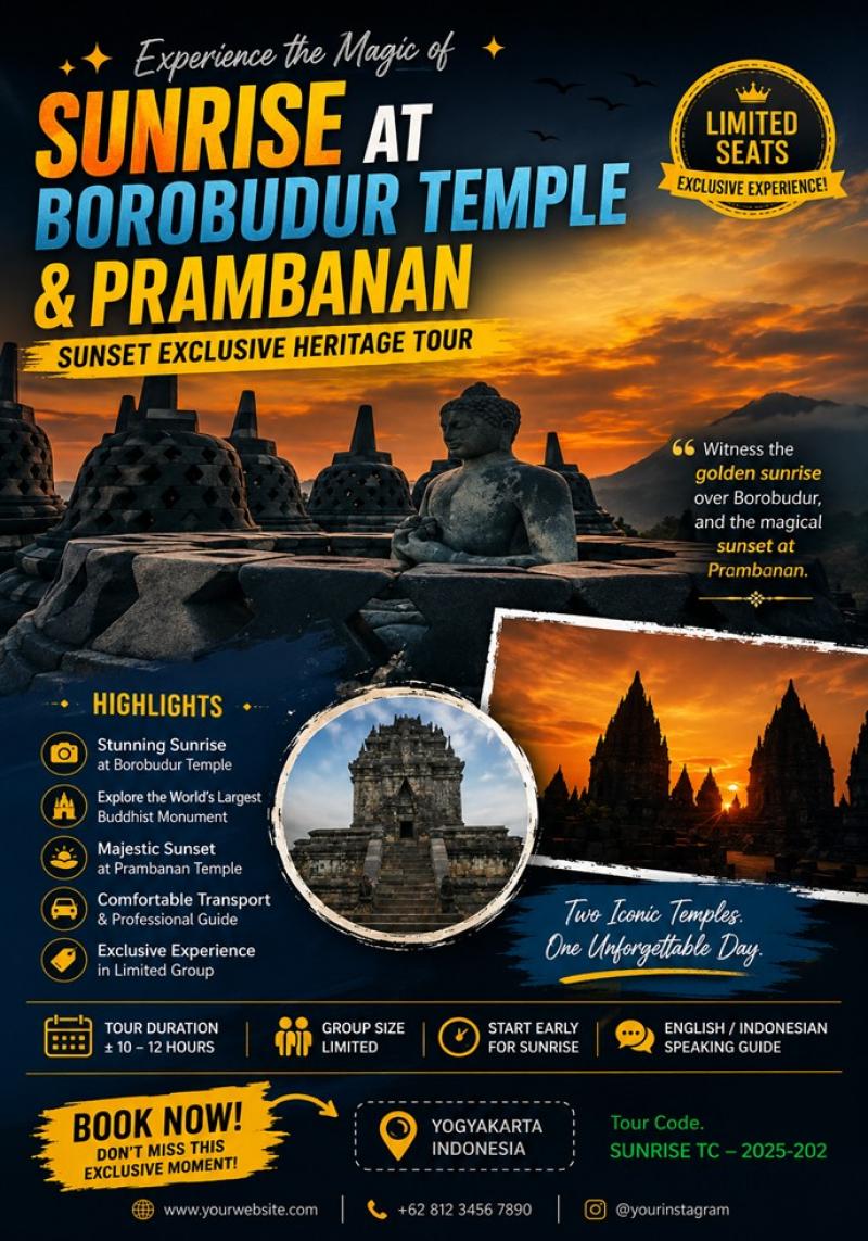 Borobudur Sunrise at Temple and Prambanan Sunset Exclusive Heritage Tour