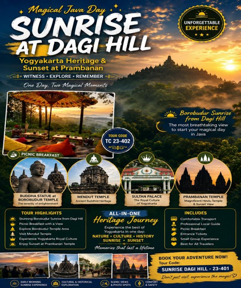Magical Java Day: Sunrise at Dagi Hill, Yogyakarta Heritage and Sunset at Prambanan Magical Java Day: Sunrise at Dagi Hill, Yogyakarta Heritage and Sunset at Prambanan