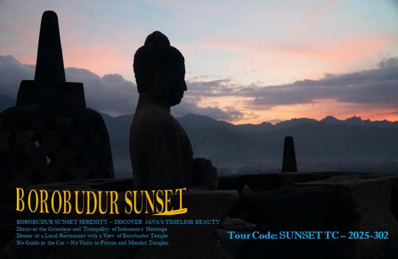 BOROBUDUR SUNSET SERENITY – DISCOVER JAVA’S TIMELESS BEAUTY-No guide in the car – No visit to Pawon and Mendut Temples